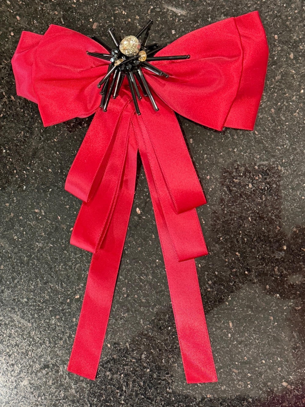 Oversized Red Satin Bow Brooch | Coquette Statement Jewelry | Runway Inspired - Picture 3 of 5